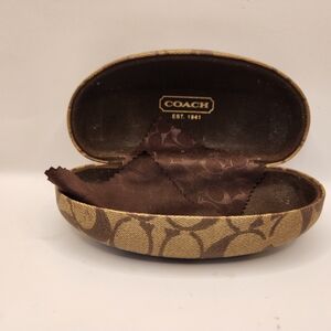 Coach Brown and Tan Signature Eyeglass Case